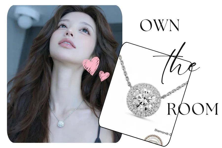 ASH024 Halo Lab Grown Diamond Pendant D VVS1 VVS2 3EX IGI Certified