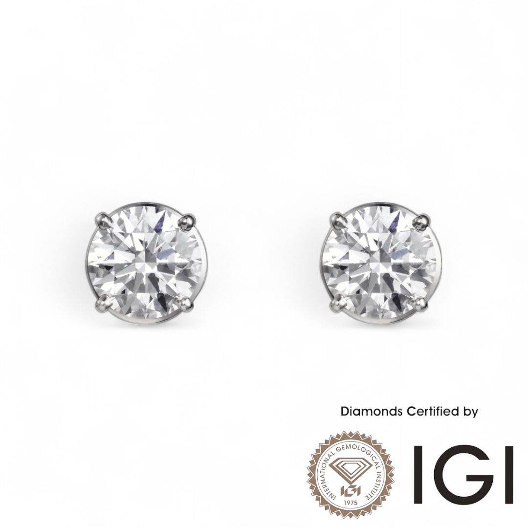 ASH036 Solitaire Lab Grown Diamond Earring D VVS1 VVS2 3EX IGI Cert - Madison Avenue Diamond