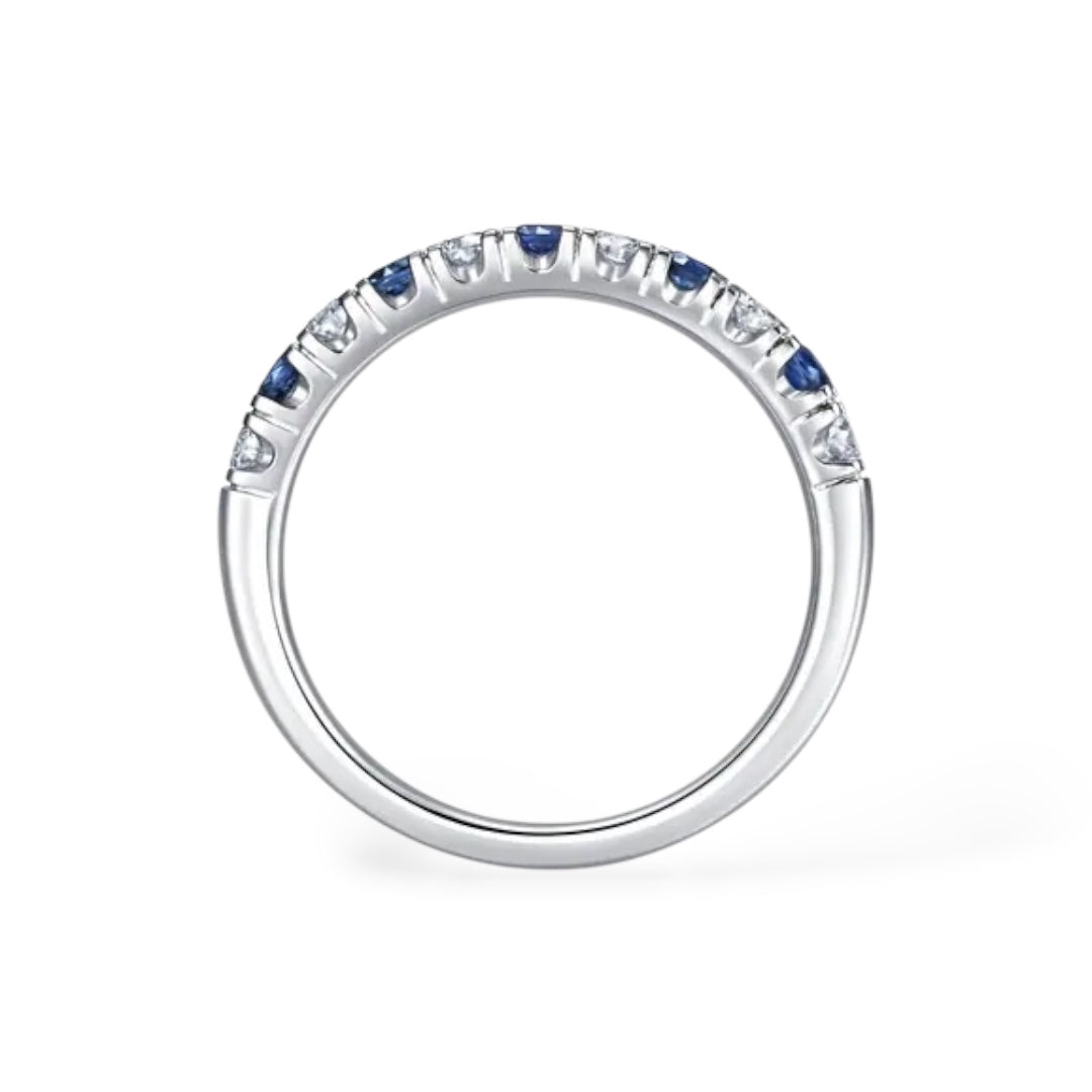 AME002 0.05ct (2.3mm) 藍寶石半永恒實驗室培育鑽石戒指 DE VS VVS 3EX