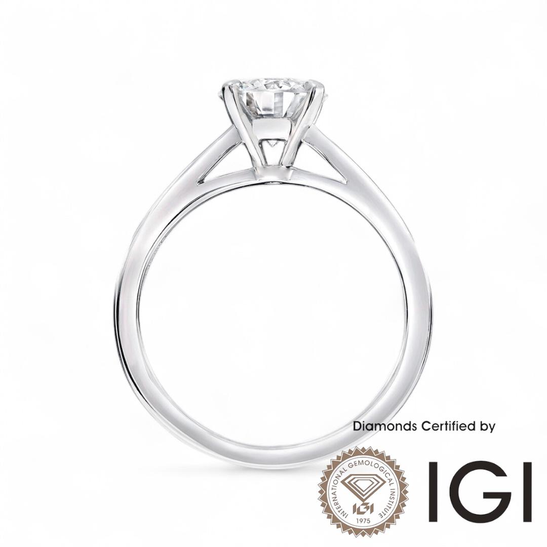 ASH018 Solitaire 18K Ring D, VVS1, VVS2, 3EX IGI Certified - Madison Avenue Diamond