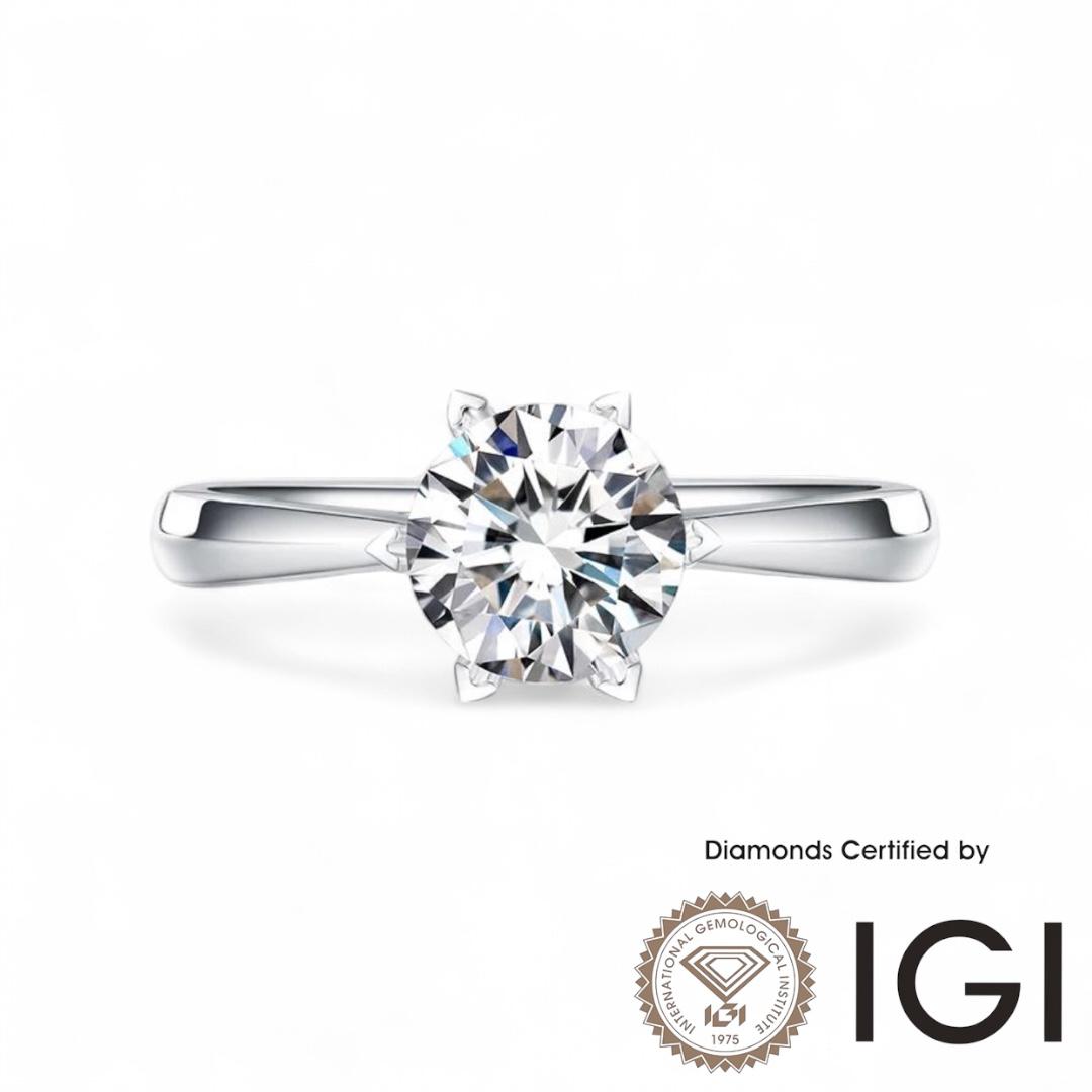 ASH019 Solitaire 18K Ring D, VVS1, VVS2, 3EX IGI Certified - Madison Avenue Diamond