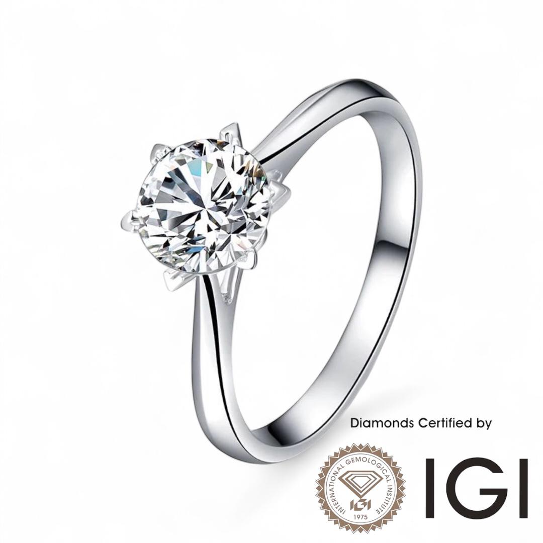 ASH019 Solitaire 18K Ring D, VVS1, VVS2, 3EX IGI Certified - Madison Avenue Diamond