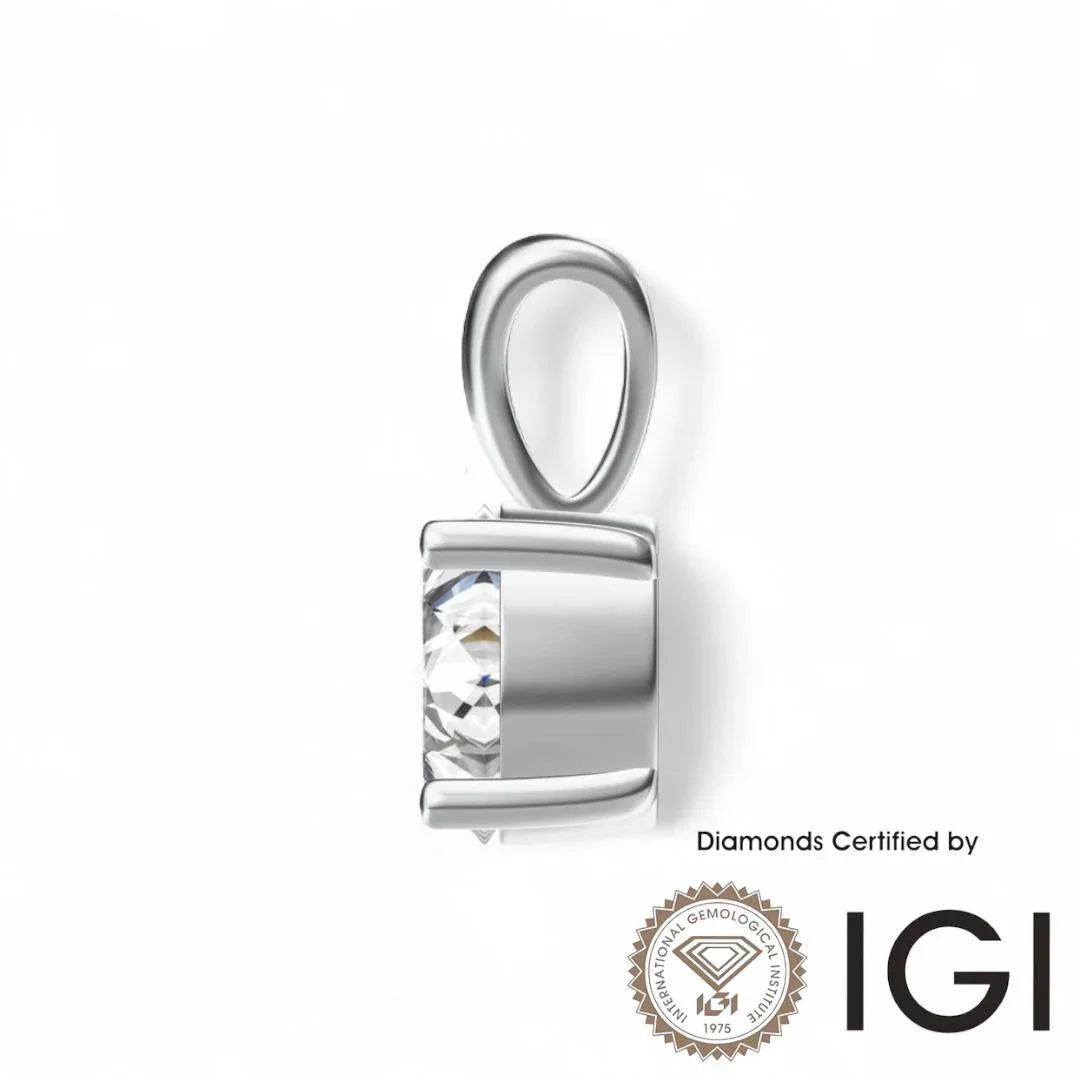 ASH021 Solitaire 18K Lab Grown Diamond Pendant D VVS1 VVS2 3EX IGI Certified - Madison Avenue Diamond