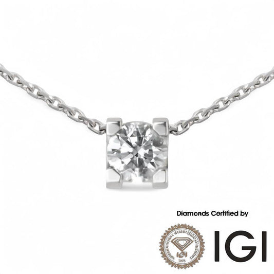 ASH022 Solitaire 18K Lab Grown Diamond Pendant D VVS1 VVS2 3EX IGI Certified - Madison Avenue Diamond