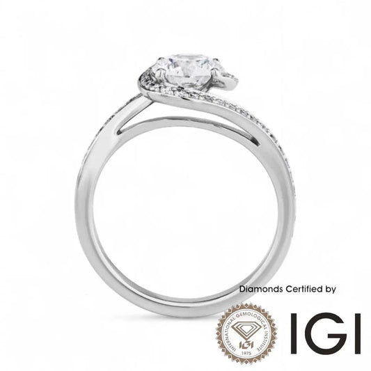 ASH049 Halo Lab Grown Diamond Ring D VVS1 VVS2 3EX IGI Certified - Madison Avenue Diamond
