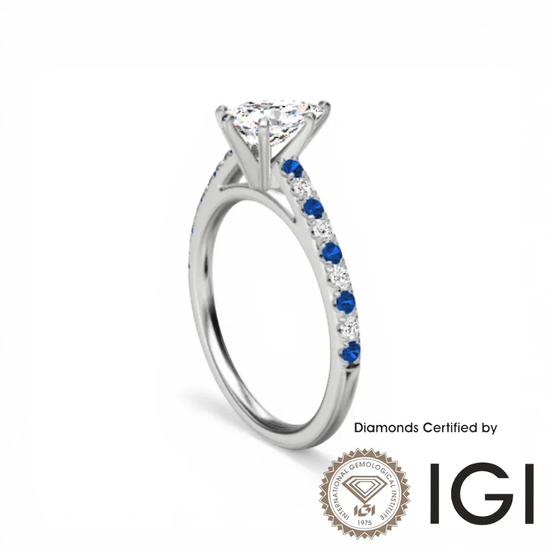 ASH102 梨形實驗室培育鑽石邊石戒指 9K D、VVS1、VVS2、2EX IGI 認證