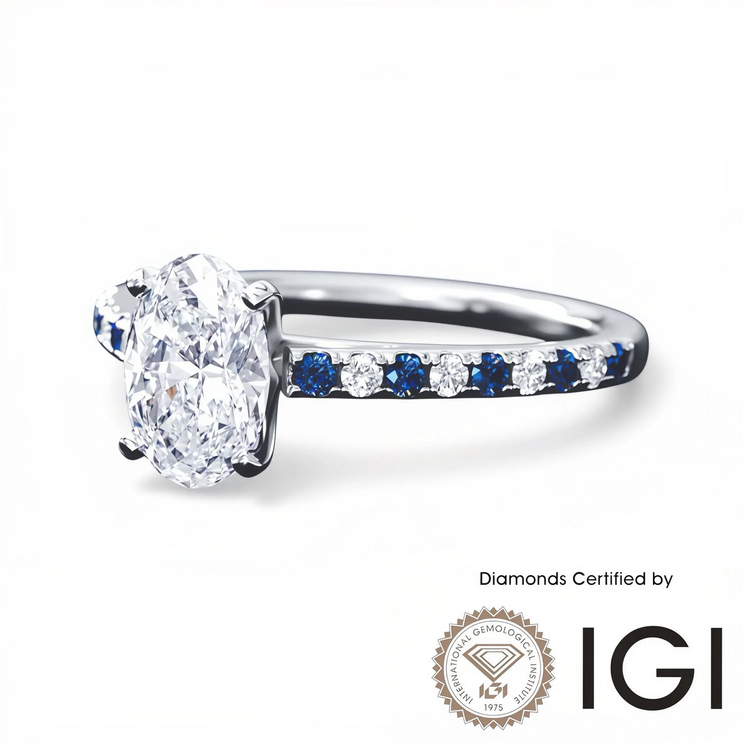 ASH103 オーバルカット サイドストーン ラボグロウン ダイヤモンド リング 9K D VVS1 VVS2 2EX IGI鑑定書付き