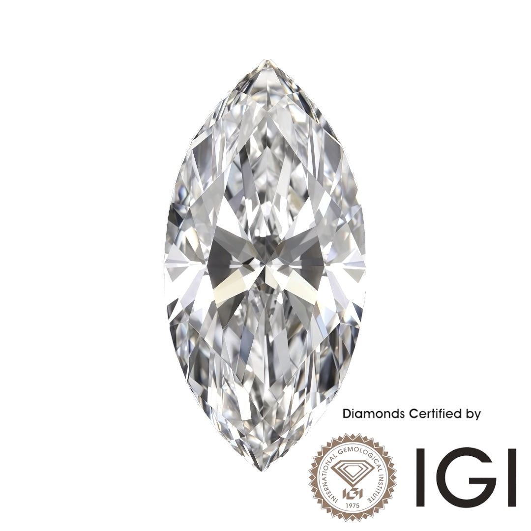 2ct Marquise Shape Lab Grown Diamond D Color VVS1 VVS2 2EX IGI Certified