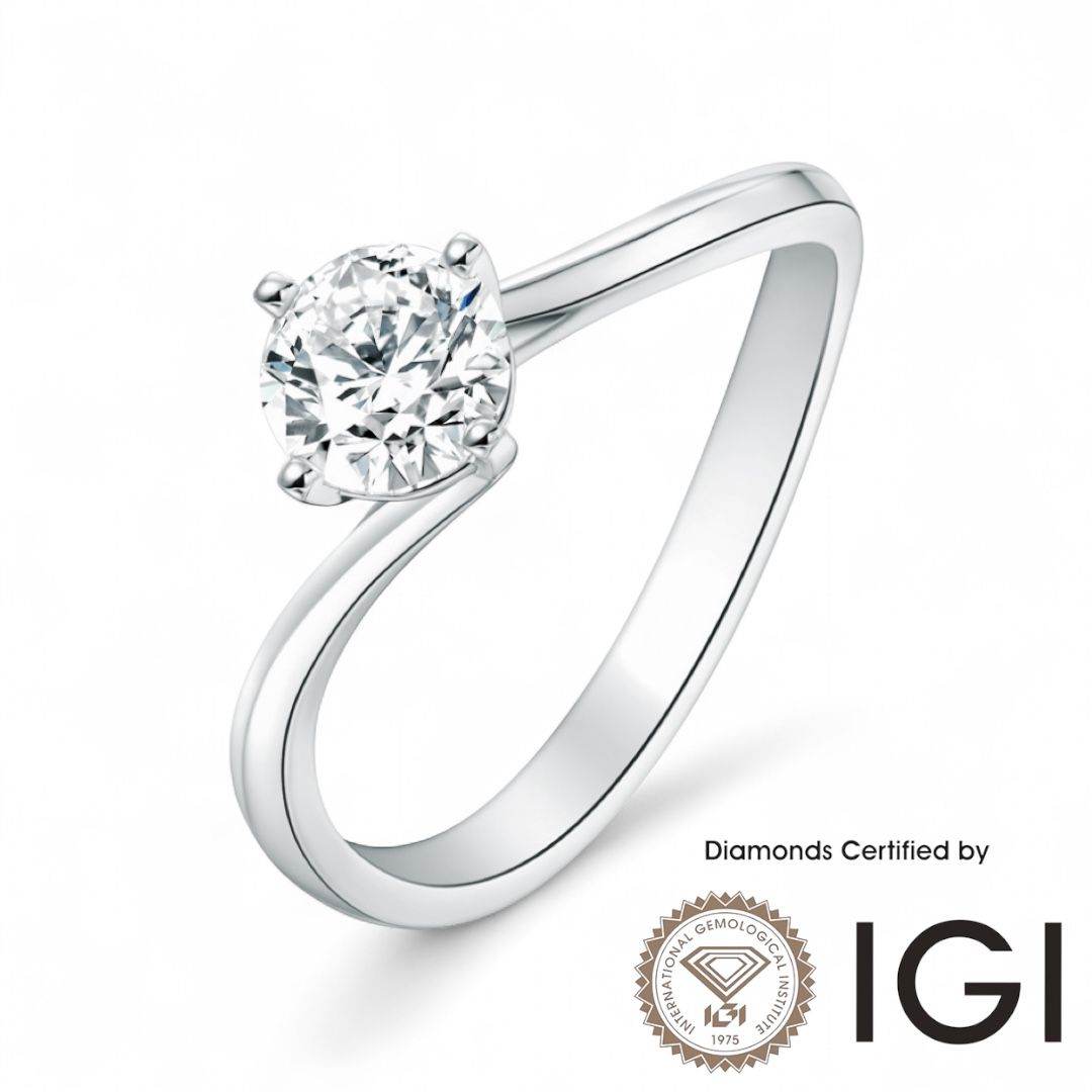 ASH044 Solitaire Lab Grown Diamond Ring D VVS1 VVS2 3EX IGI Certified - Madison Avenue Diamond