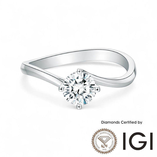 ASH044 Solitaire . Lab-Grown Diamond . Ring, D, VVS1, VVS2, 3EX, IGI Certified - Madison Avenue Diamond