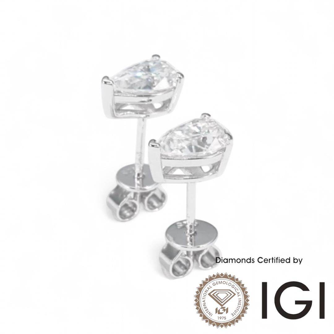 ASH035 Pear Lab Grown Diamond Earring D VVS1 VVS2 2EX IGI Certified - Madison Avenue Diamond
