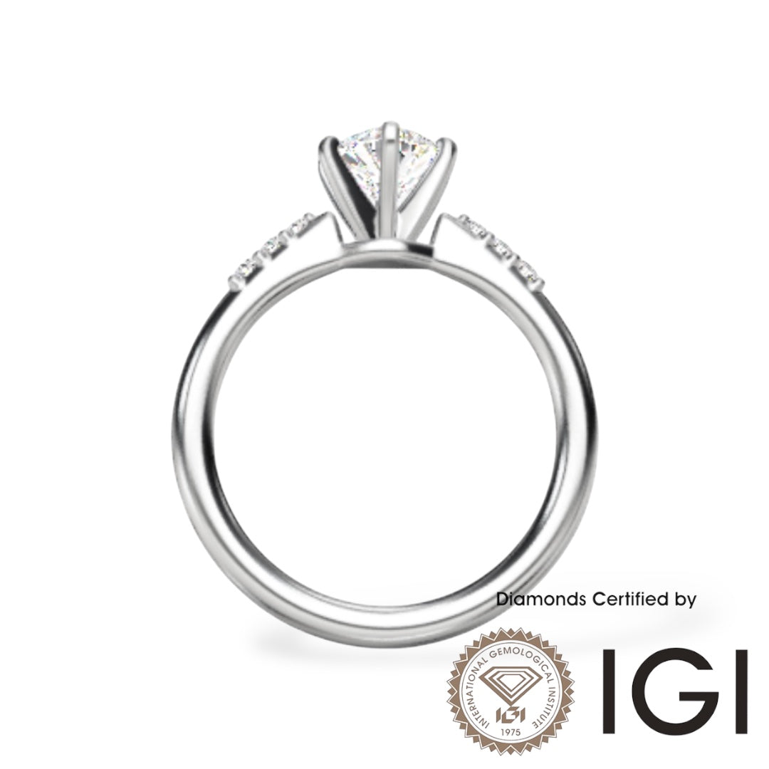 ASH098 Oval Cut Lab Grown Diamond Sidestone Ring 9K D VVS1 VVS2 2EX IGI Certified