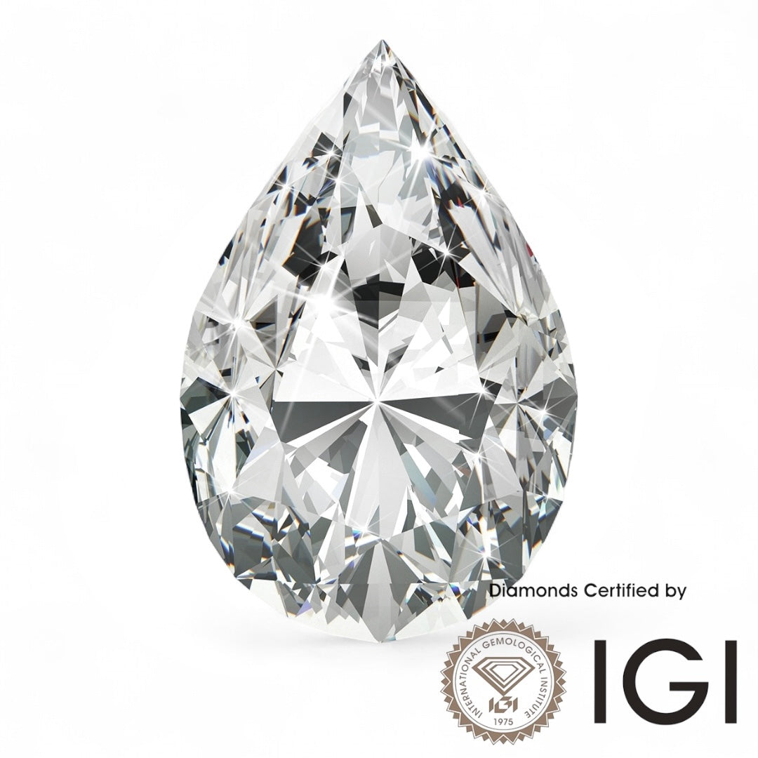 IGI certified 4ct pear shape D color diamond VVS1 VVS2 3EX with brilliant facets and high clarity