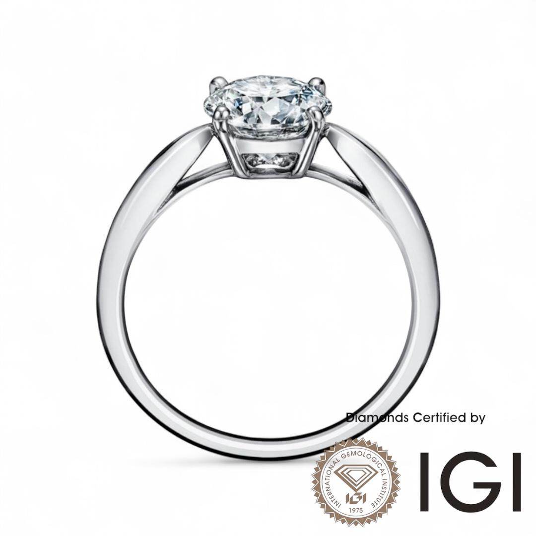 ASH014 Solitaire Lab Grown Diamond Ring D VVS1 VVS2 3EX IGI Certified - Madison Avenue Diamond