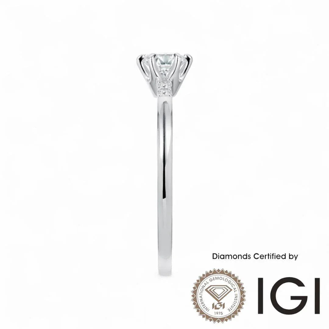 ASH046 Sidestone Lab Grown Diamond Ring D VVS1 VVS2 3EX IGI Certified - Madison Avenue Diamond