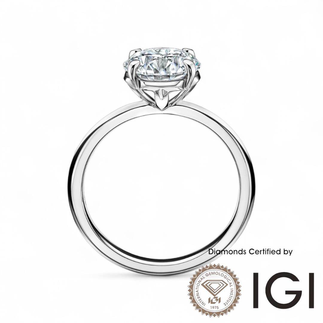 ASH016 Solitaire Lab Grown Diamond Ring D VVS1 VVS2 3EX IGI Certified - Madison Avenue Diamond