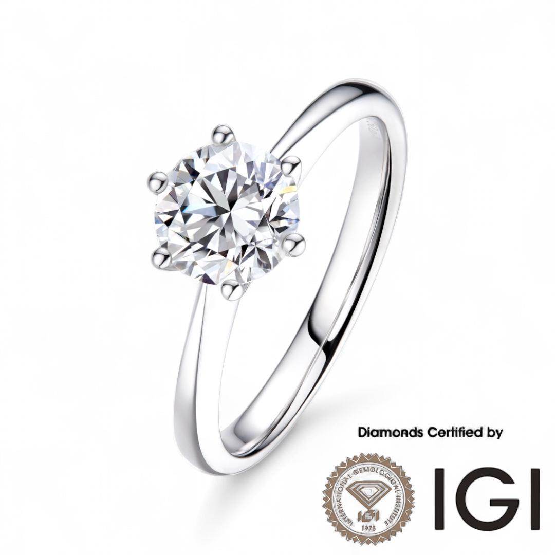 ASH015 Solitaire Lab Grown Diamond Ring D VVS1 VVS2 3EX IGI Certified - Madison Avenue Diamond
