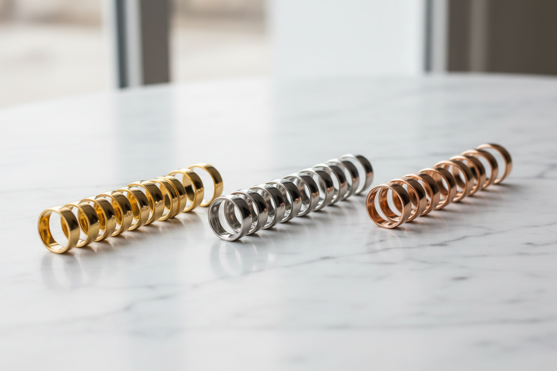 gold, white gold, rose gold