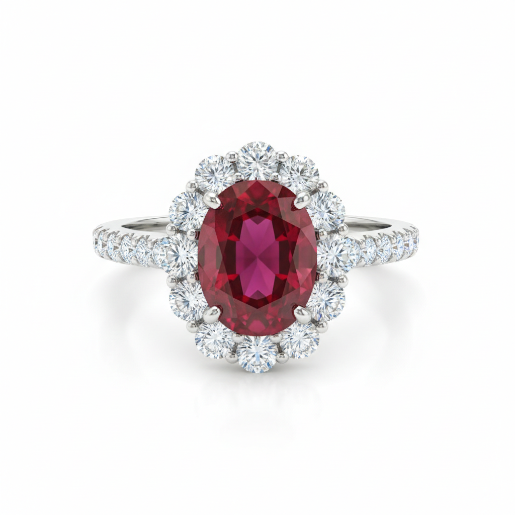 ruby halo ring
