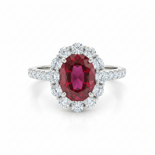 ruby halo ring