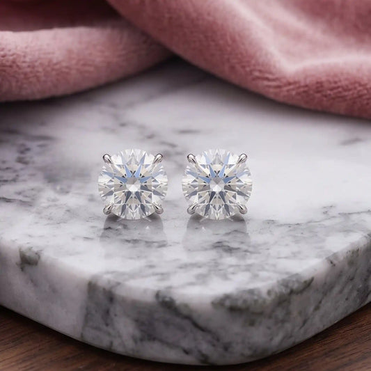 【期間限定】 1卡 (共2.0ct) .培育鑽石.耳環 , D、VVS2、3EX、IGI 認證 , 9K耳釘 