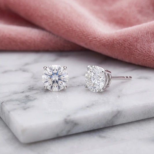 【期間限定】 1卡 (共2.0ct) .培育鑽石.耳環 , D、VVS2、3EX、IGI 認證 , 9K耳釘 