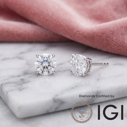 [Offerta a Tempo Limitato] Orecchini con Diamante da Laboratorio 1ct (2ct Totali) D VVS2 Certificato IGI 9K