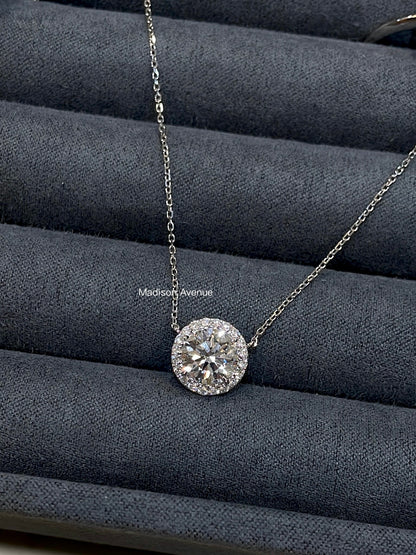 MadisonDia Christmas Sale 2ct D, VVS2, IDEAL, EX, EX, IGI certified, Halo 18K Lab-Grown Diamond Pendant