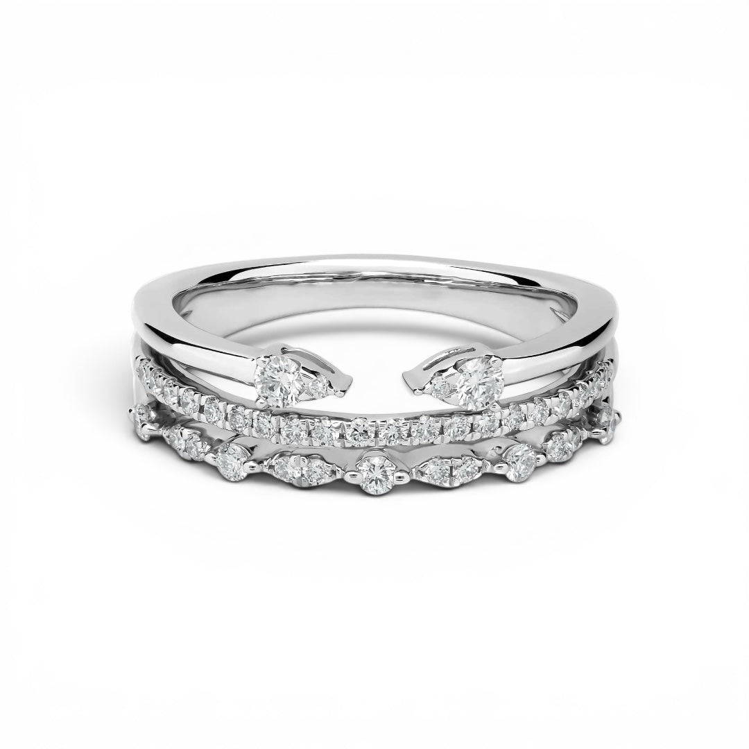 AME038 Open Stacked Lab Grown Diamond Ring DE VS VVS 3EX