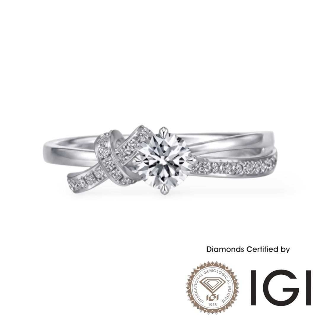 AMELEY Collection AME001 Sidestone Lab Grown Diamond Ring D, VVS1, VVS2, 3EX IGI Certified
