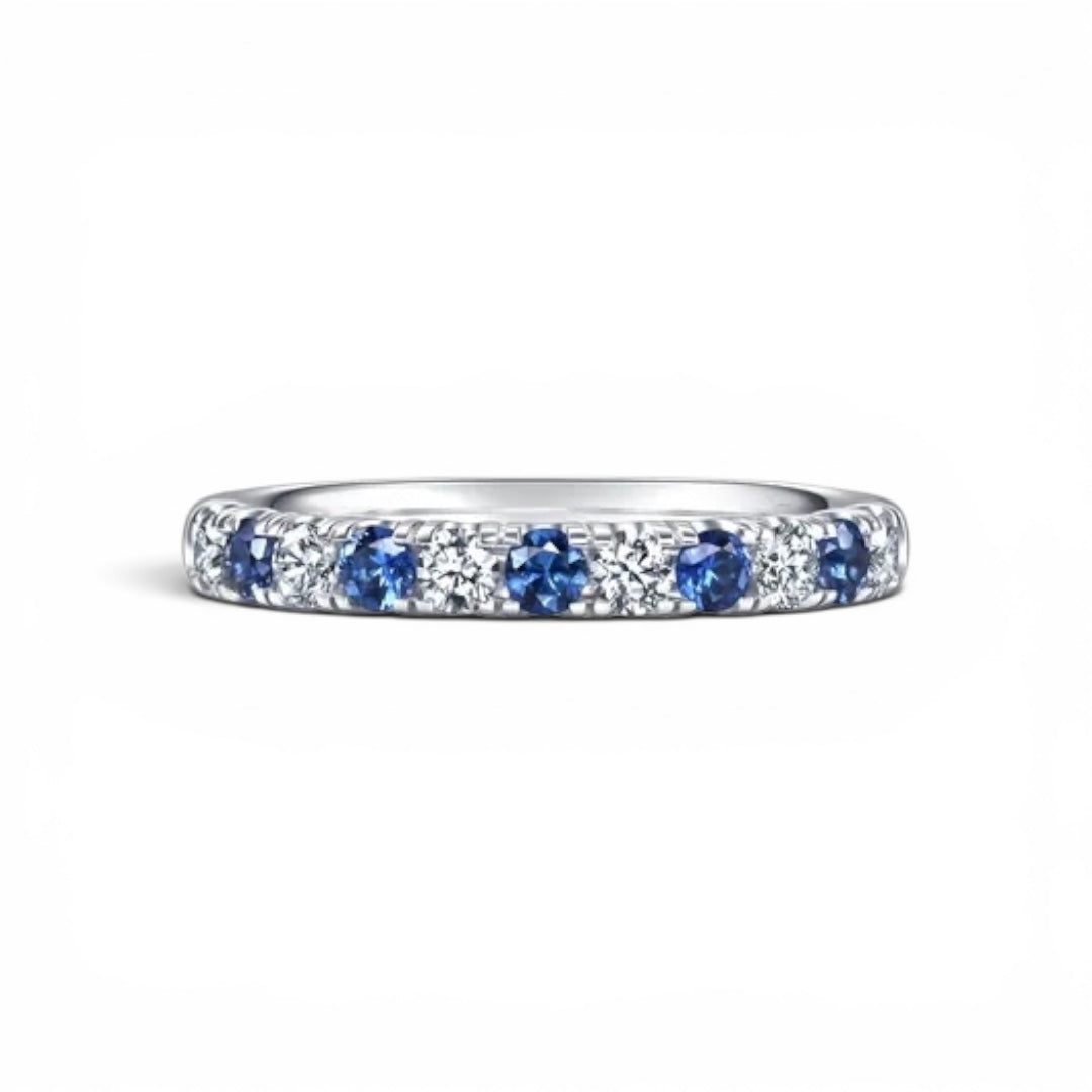 AME002 0.05ct (2.3mm) 藍寶石半永恒實驗室培育鑽石戒指 DE VS VVS 3EX