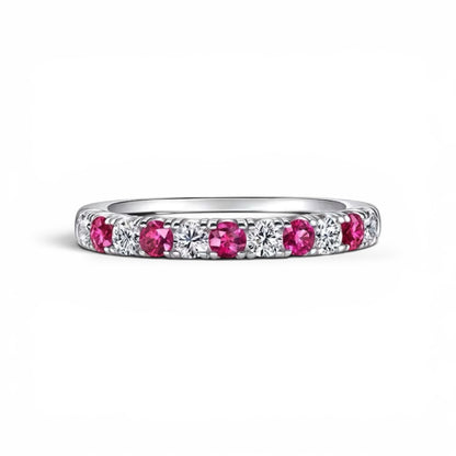 AME003 0.05ct (2.3mm) ルビー ハーフエタニティ 人工ダイヤモンドリング DE VS VVS 3EX