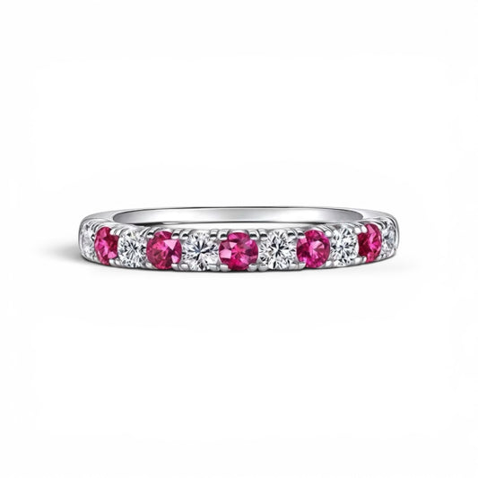 AME003 0.05ct (2.3mm) ルビー ハーフエタニティ 人工ダイヤモンドリング DE VS VVS 3EX