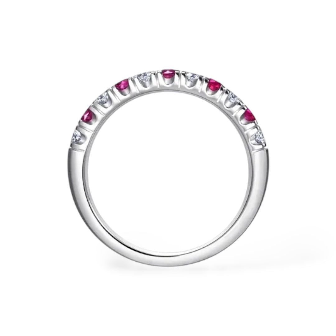 AME003 0.05ct (2.3mm) ルビー ハーフエタニティ 人工ダイヤモンドリング DE VS VVS 3EX