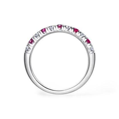 AME003 0.05ct (2.3mm) ルビー ハーフエタニティ 人工ダイヤモンドリング DE VS VVS 3EX