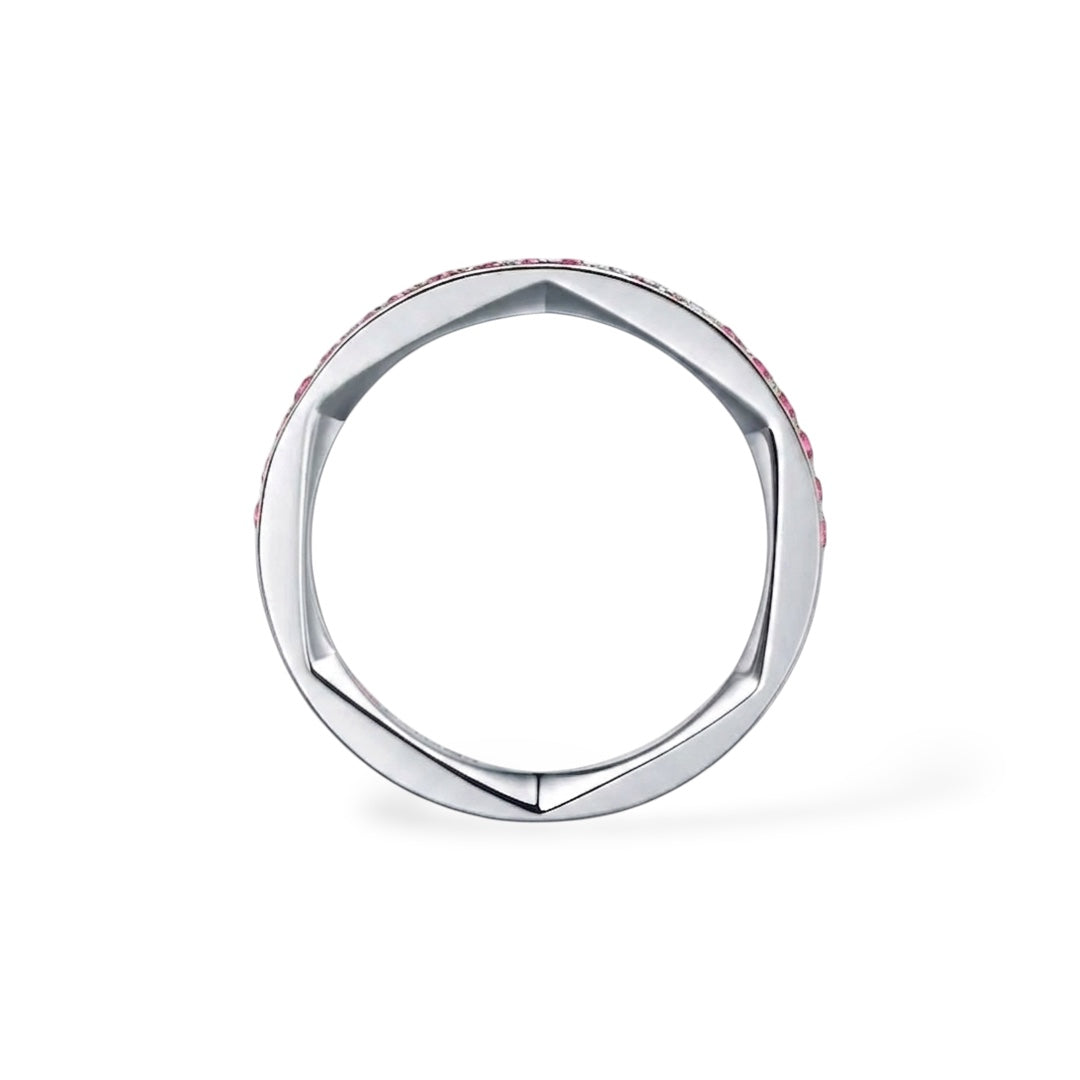 AME004 0.01ct (1.5mm) ピンク ハーフエタニティ 人工ダイヤモンドリング DE VS VVS 3EX