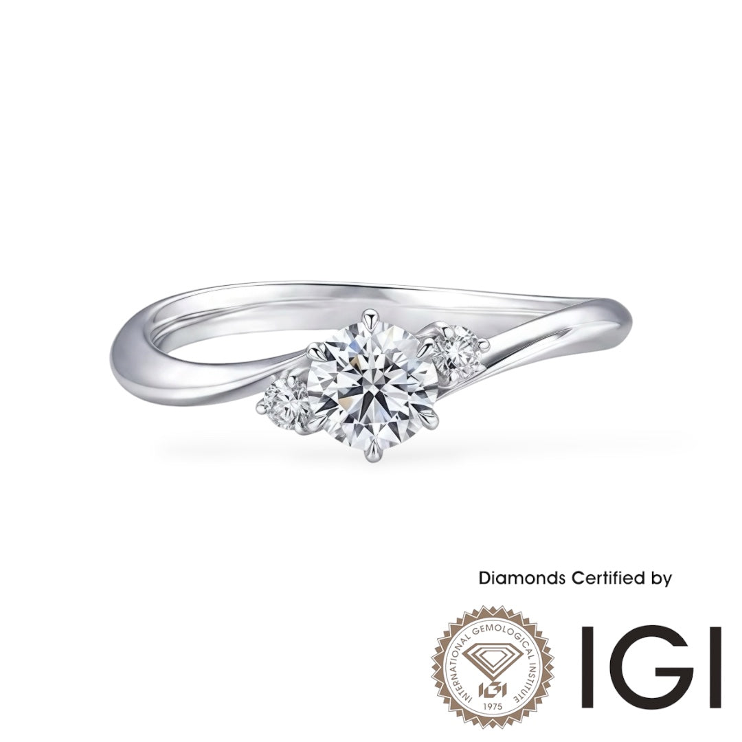 AME007 Sidestone Lab Grown Diamond Ring D VVS1 VVS2 3EX IGI Certified