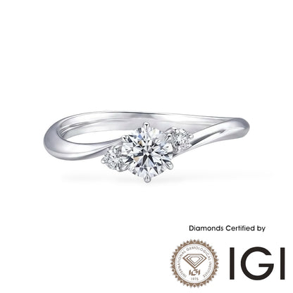 AME007 Sidestone Lab Grown Diamond Ring D VVS1 VVS2 3EX IGI Certified