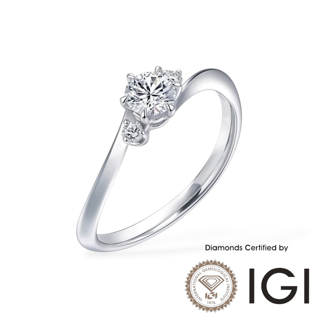 AME007 Sidestone Lab Grown Diamond Ring D VVS1 VVS2 3EX IGI Certified