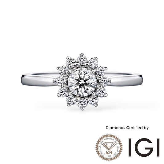 AME017 Halo Lab Grown Diamond Ring D VVS1 VVS2 3EX IGI Certified