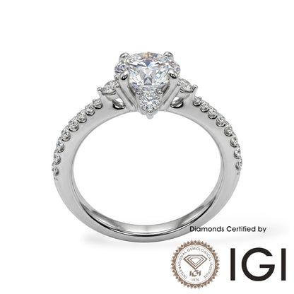 AME021 Halo Lab Grown Diamond Ring D VVS1 VVS2 3EX IGI Certified