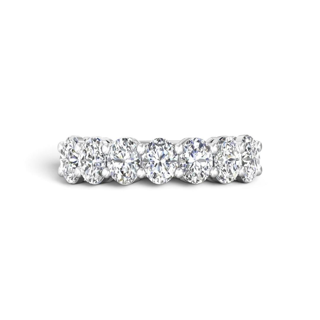 ASH052 แหวนเอเทอร์นิตี้เพชรแล็บ แบบครึ่งวง ทรงโอวอล 0.1ct (3.6mm) D-F VS-VVS 2EX