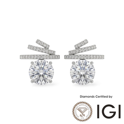 AME066 Lab Grown Diamond Earrings D VVS1 VVS2 3EX IGI Cert
