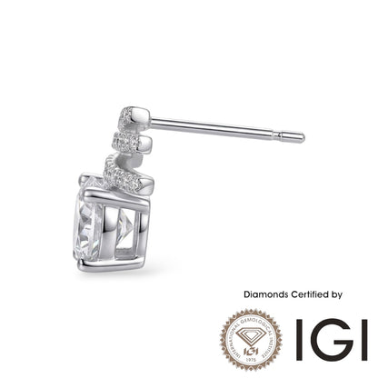 AME066 Lab Grown Diamond Earrings D VVS1 VVS2 3EX IGI Cert