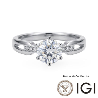 Anello con Diamante Coltivato in Laboratorio Sidestone AME070 D VVS1 VVS2 3EX Certificato IGI