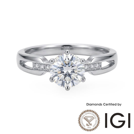 AME070 Sidestone Lab Grown Diamond Ring D, VVS1, VVS2, 3EX IGI Certified