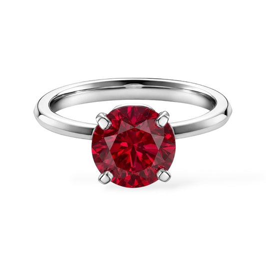 AMI002 Solitaire Lab-Grown Ruby Ring