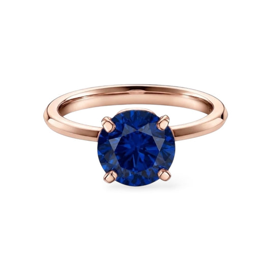AMI016B Solitaire Lab-Grown Blue Sapphire Ring