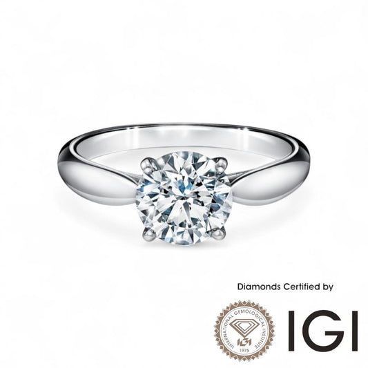 ASH014 Solitaire 18K Ring D, VVS1, VVS2, 3EX IGI Certified - Madison Avenue Diamond