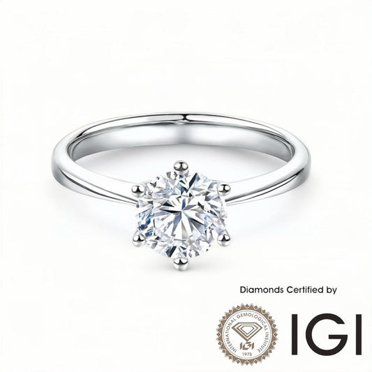 ASH015 Solitaire 18K Ring D, VVS1, VVS2, 3EX IGI Certified - Madison Avenue Diamond